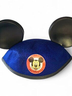 Vintage Disney World Mickey Mouse Ears Hat Blue Felt Jacobson Made in USA